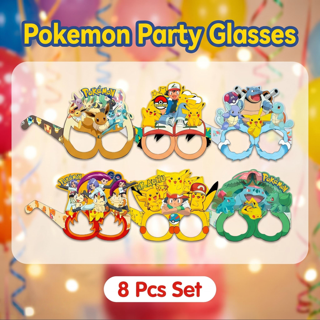 Supply Event - Pokémon-themed paper glasses. Cosplay props, birthday