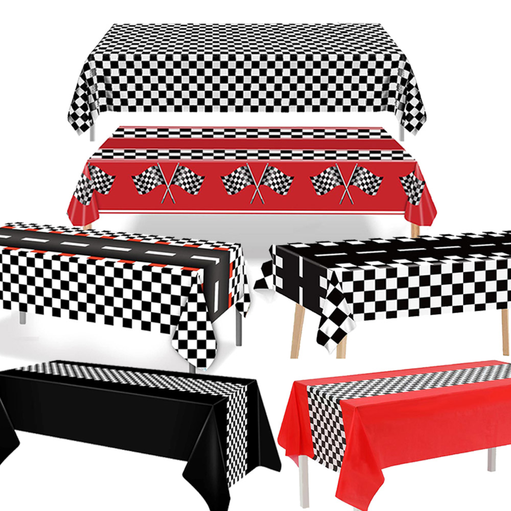 Table Cloth Disposable - Racing Car Theme Disposable Tablecloth Red