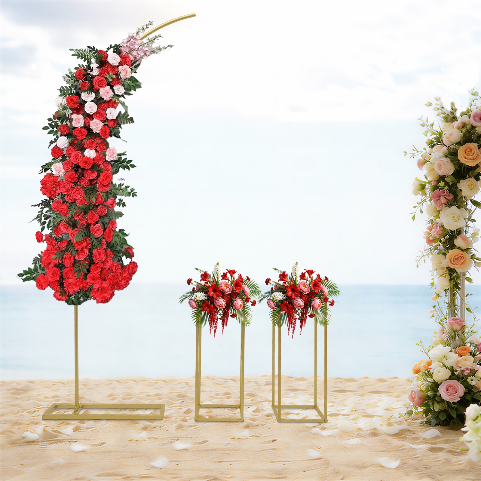Photo Booth Frame - Gold Metal Square Floral Frame Wedding