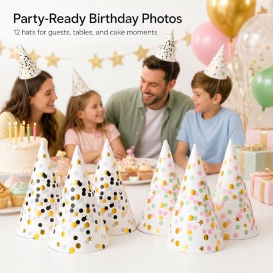 Boieo Gold Polka Dot Birthday  - Party Hat Cone recension och pris