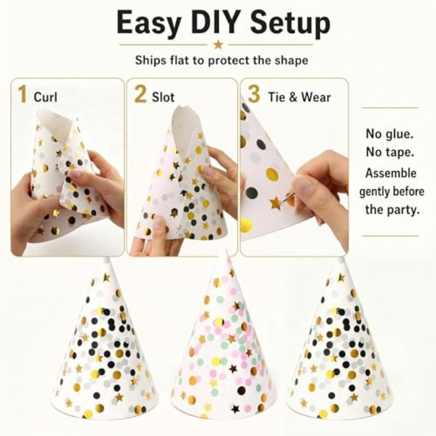 Boieo Gold Polka Dot Birthday  - Party Hat Cone recension och pris