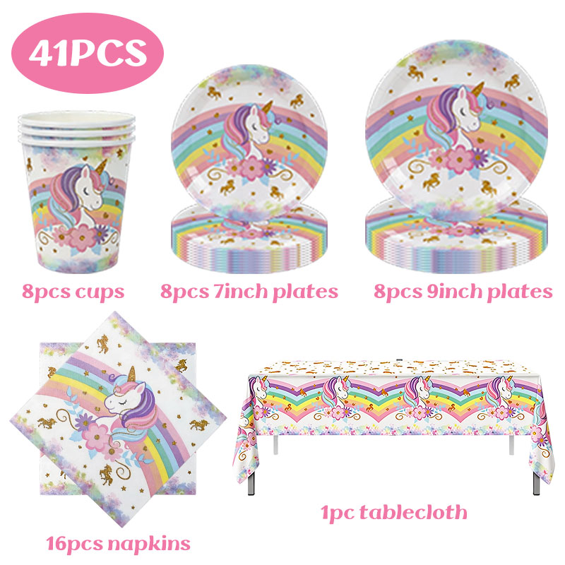 Unicorn Theme Birthday Decorat - Table Cloth Disposable recension och pris