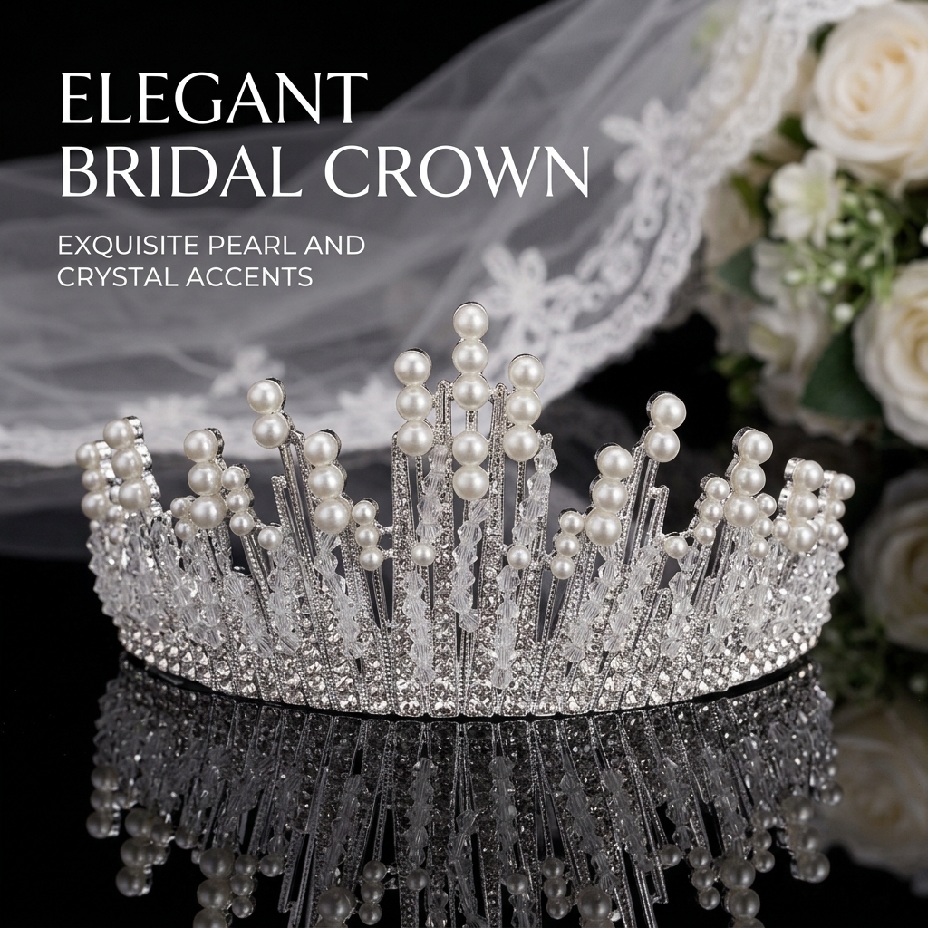 Bridal Pearl Crown Headpiece E - Event & Party Supply recension och pris