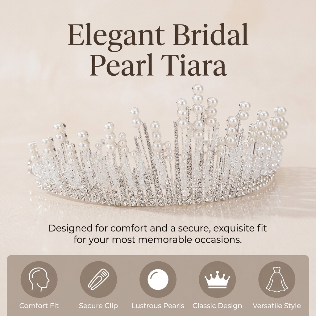 Bridal Pearl Crown Headpiece E - Event & Party Supply recension och pris