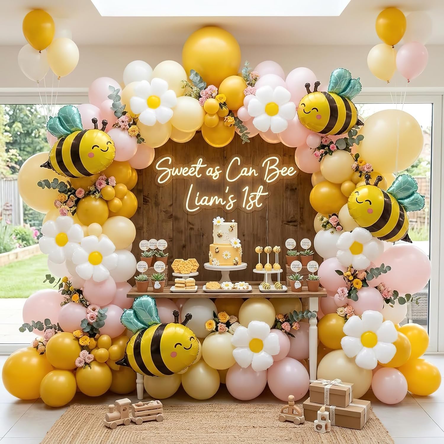 134Pcs Yellow Pink Bee Balloon - Balloon Arch Kit recension och pris