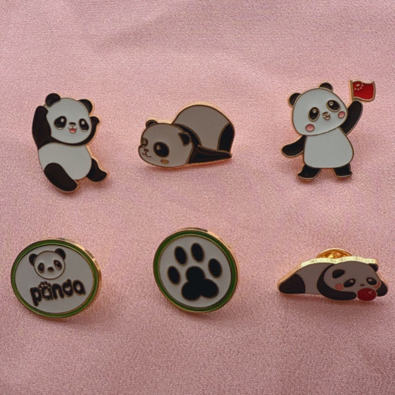 6pcs Cartoon China Panda Badge - Eve Party recension och pris