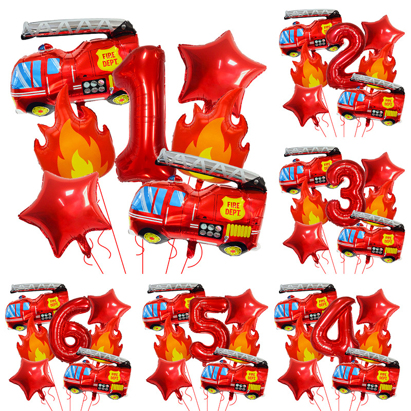 7PCS Fire Truck Themed Flame N - Balloon Arch Kit recension och pris