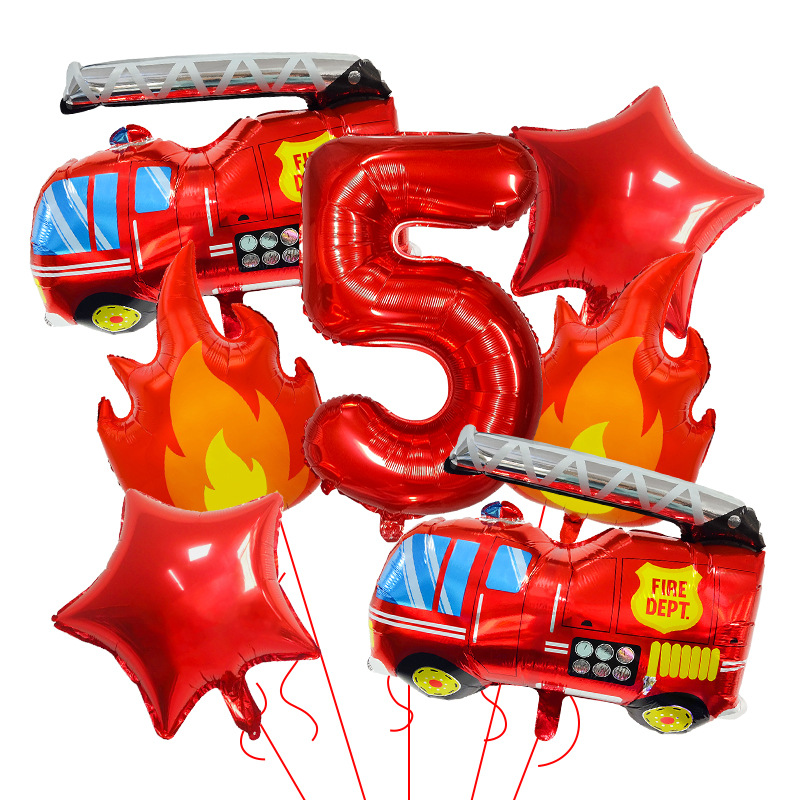 7PCS Fire Truck Themed Flame N - Balloon Arch Kit recension och pris