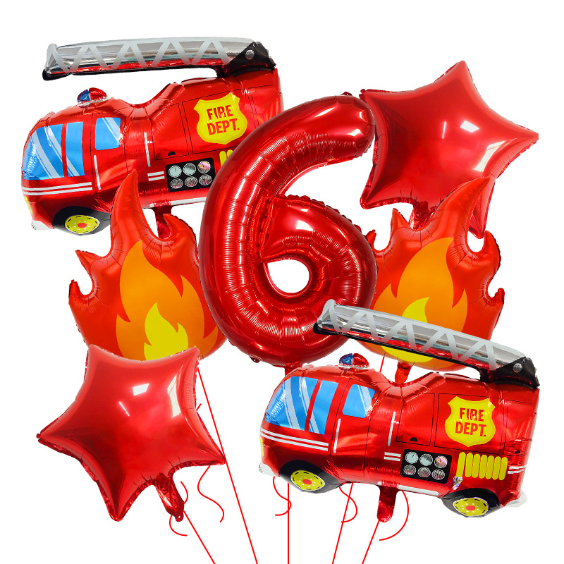 7PCS Fire Truck Themed Flame N - Balloon Arch Kit recension och pris