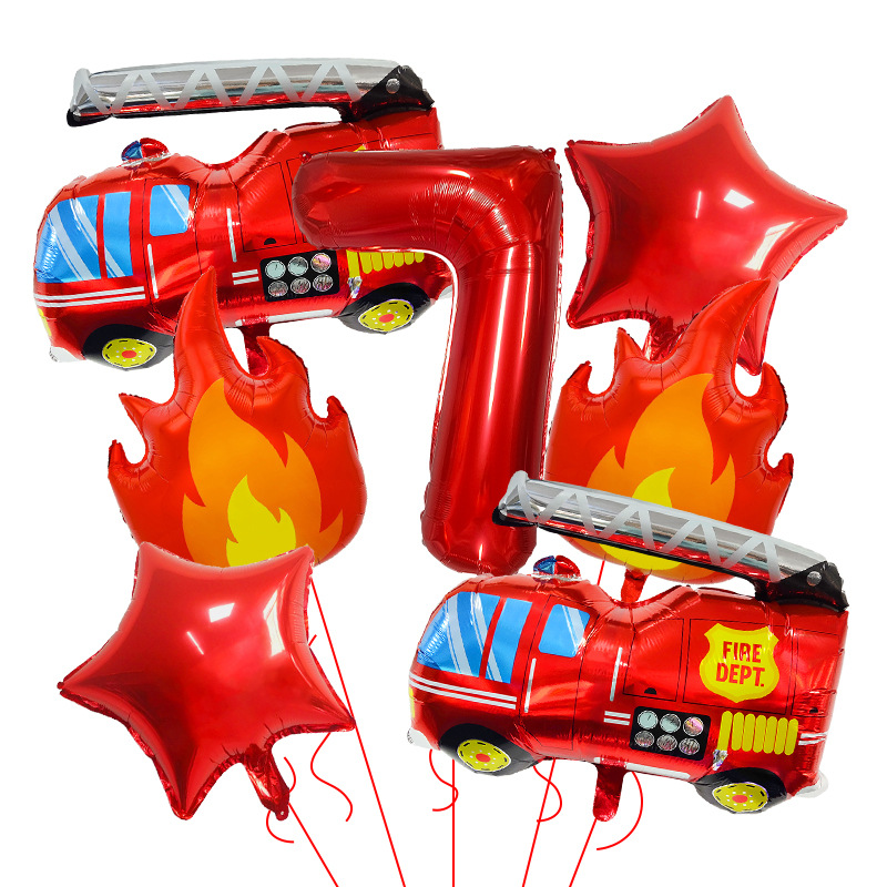7PCS Fire Truck Themed Flame N - Balloon Arch Kit recension och pris