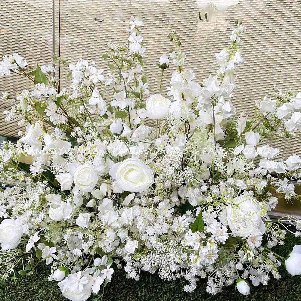 100/50CM Artificial White Rose - Flower Wall Panel recension och pris