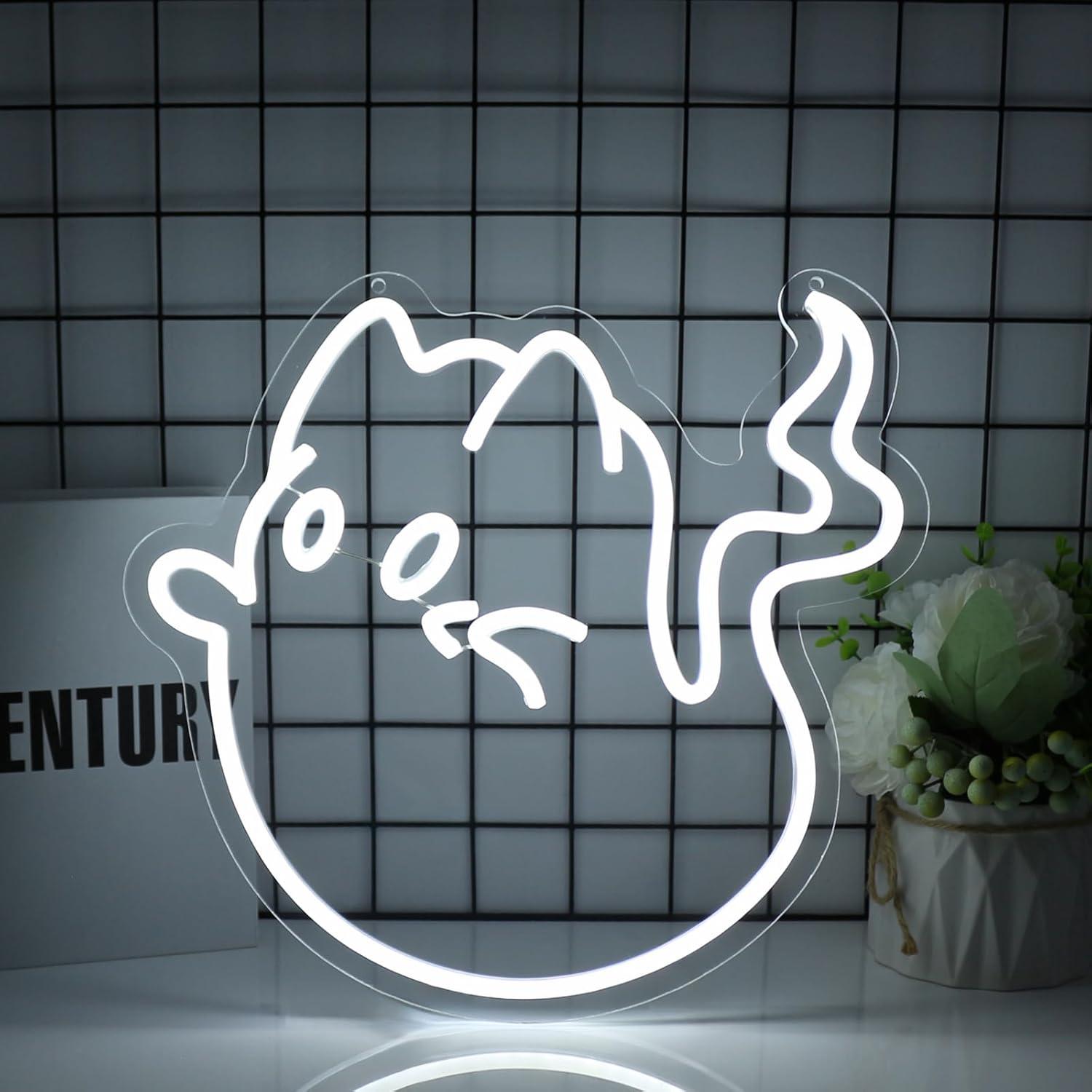 Cat Ghost Neon Sign USB Powere - Neon Sign Party recension och pris