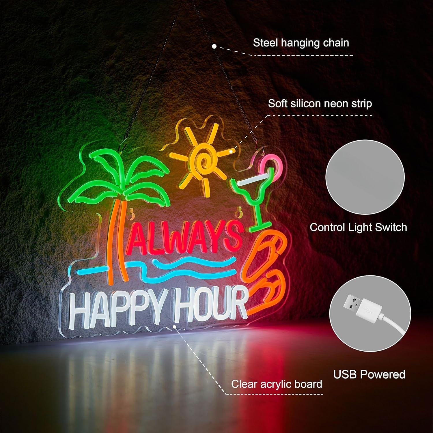 Always Happy Hour Beer Bar Neo - Neon Sign Party recension och pris