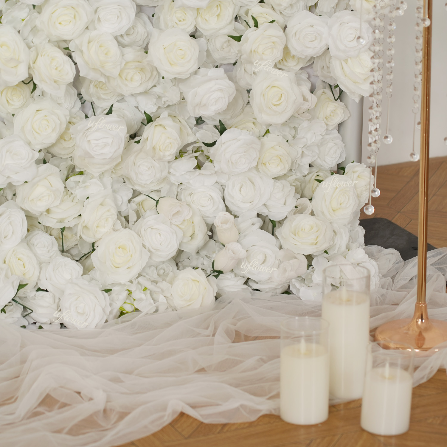 Uflower Silk Rose Wedding Home - Flower Wall Panel recension och pris