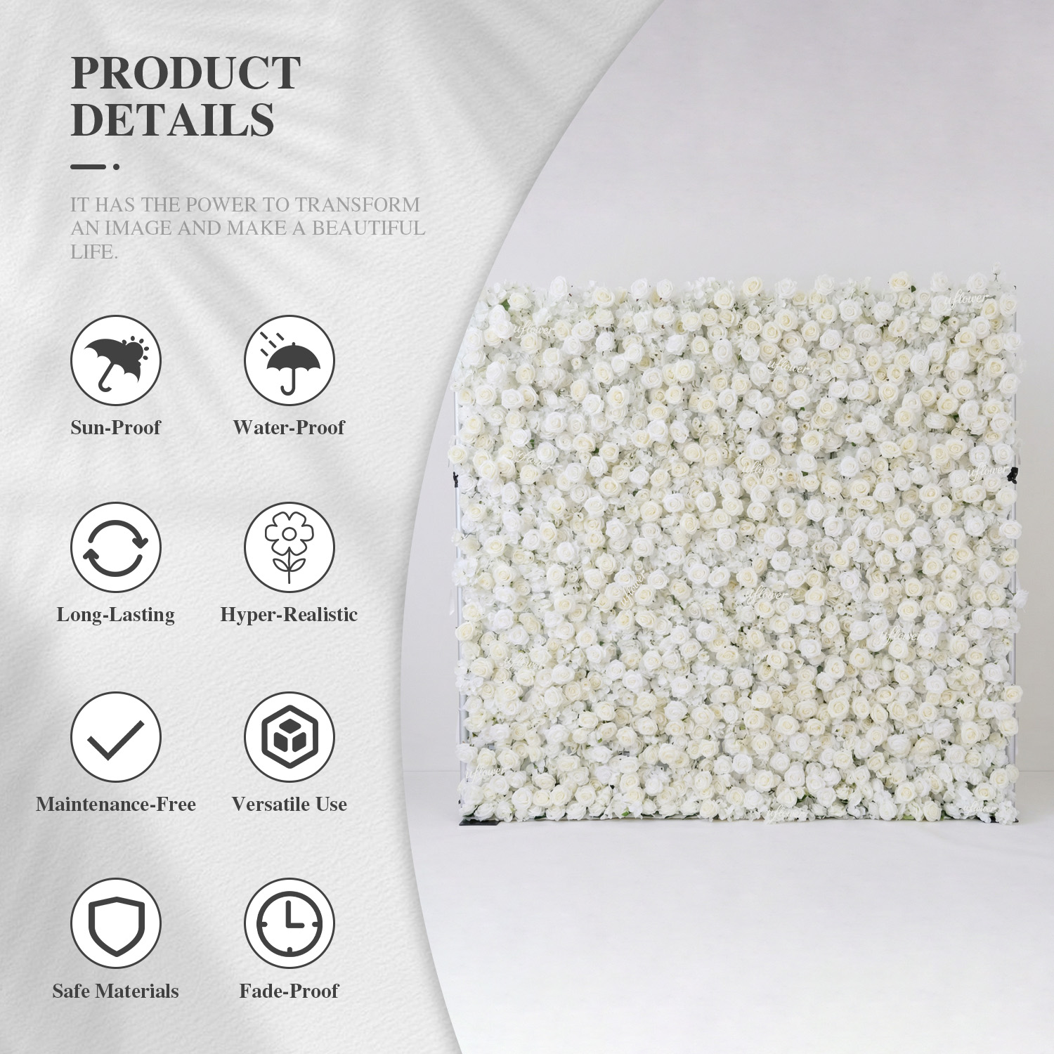 Uflower Silk Rose Wedding Home - Flower Wall Panel recension och pris