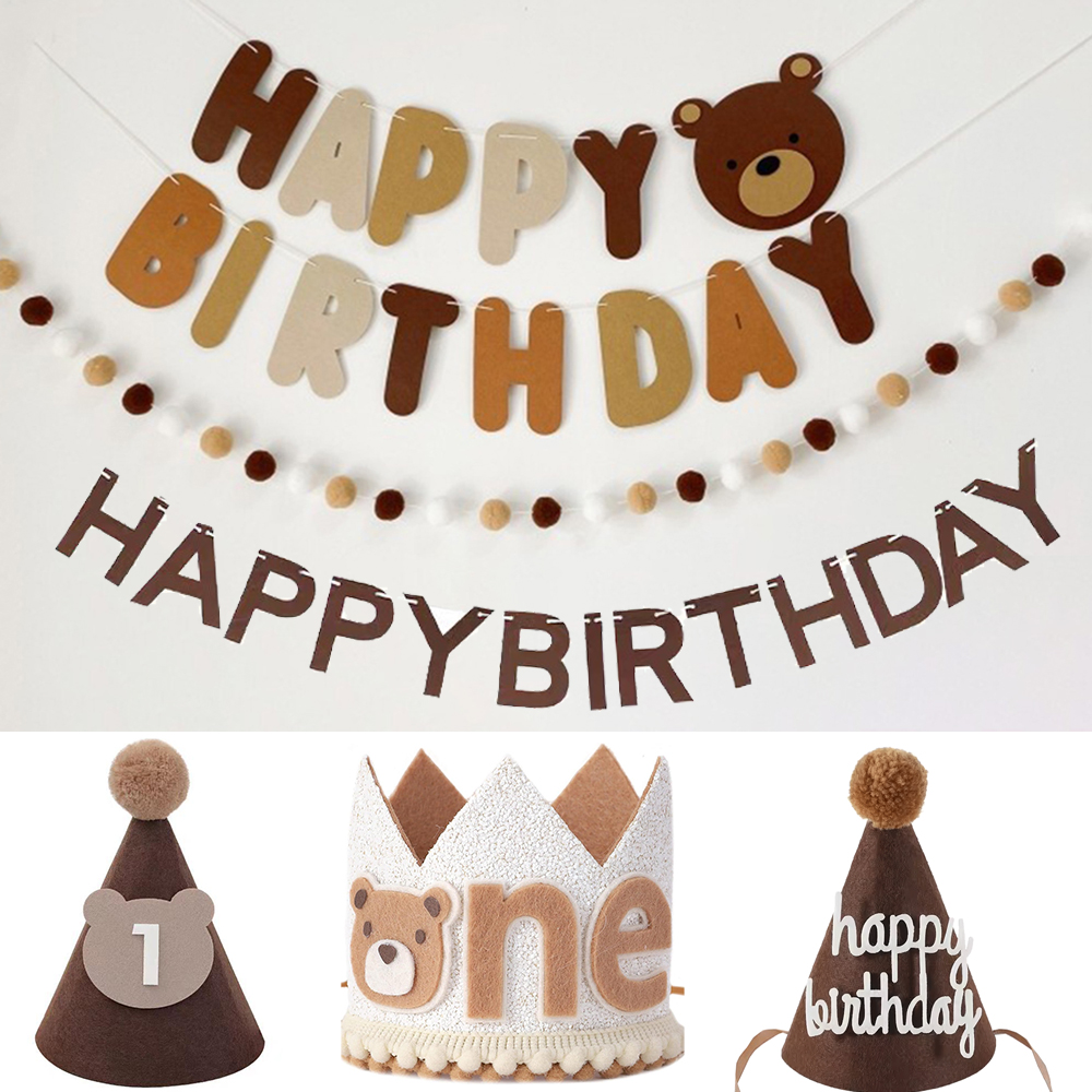 Cute Bear Kids 1st Birthday Ha - Party Hat Cone recension och pris
