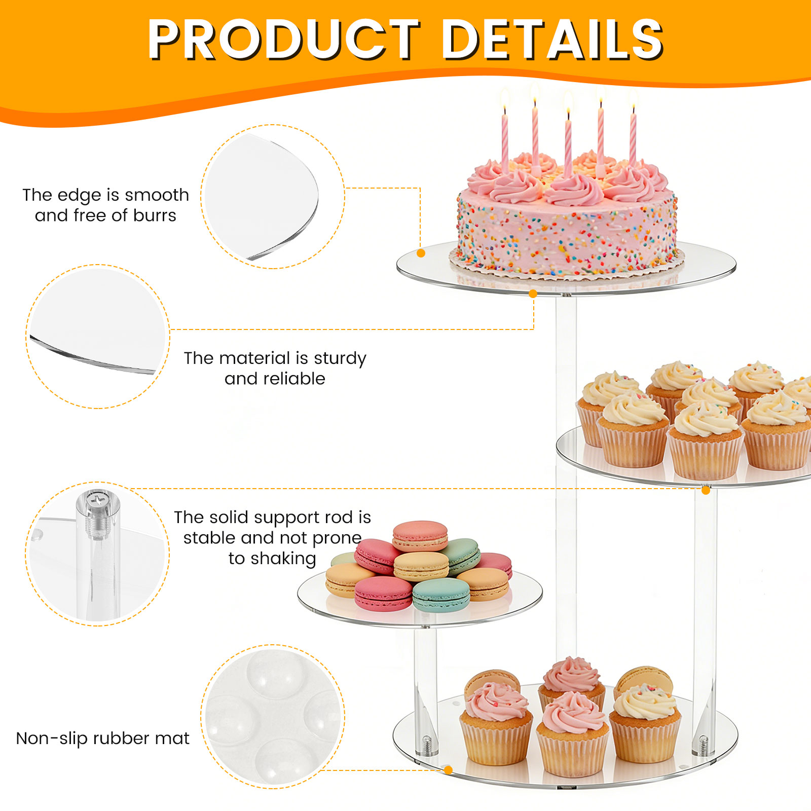 4 Tier Cake Stand Acrylic Tran - Cupcake Stand Tier recension och pris