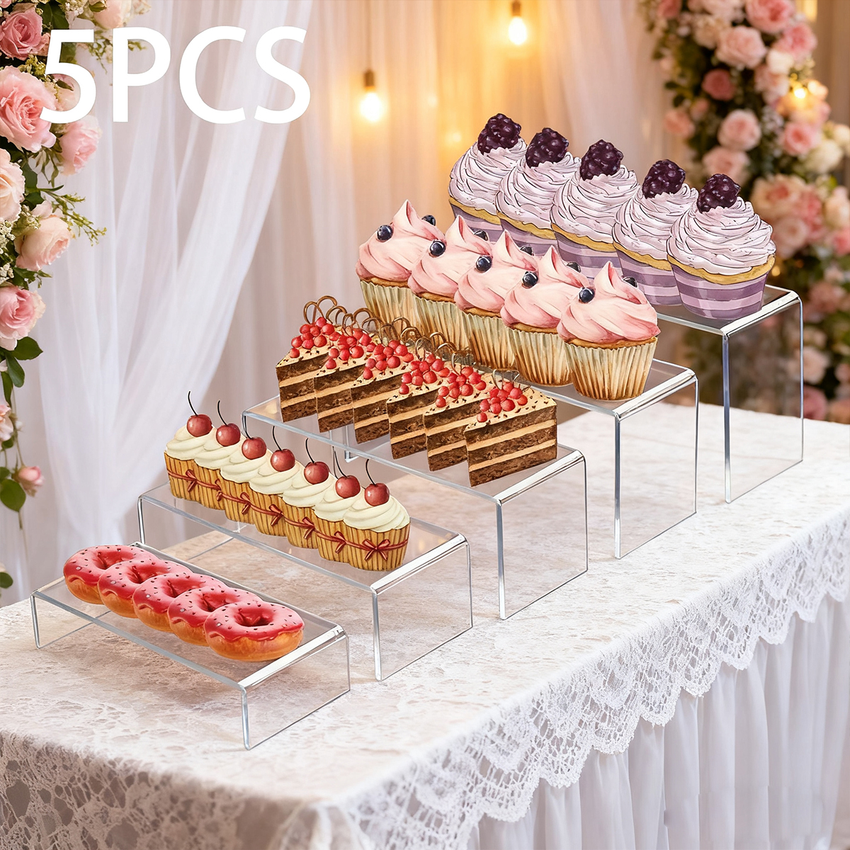 5pcs Acrylic Dessert Display S - Cupcake Stand Tier recension och pris