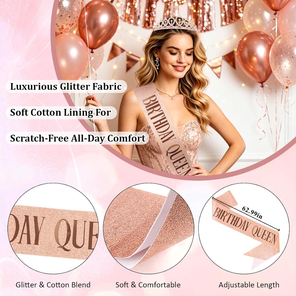 Rose Gold Birthday Queen Sash  - Birthday Sash Glitter recension och pris