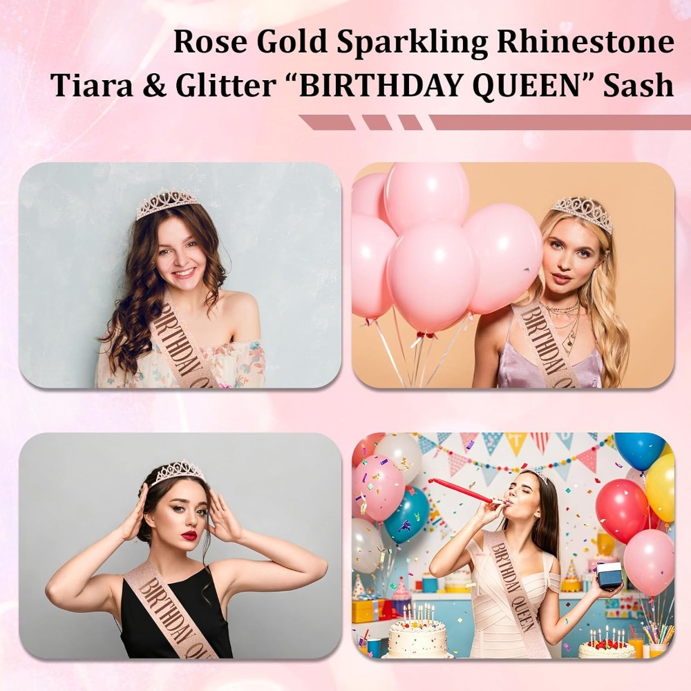 Rose Gold Birthday Queen Sash  - Birthday Sash Glitter recension och pris