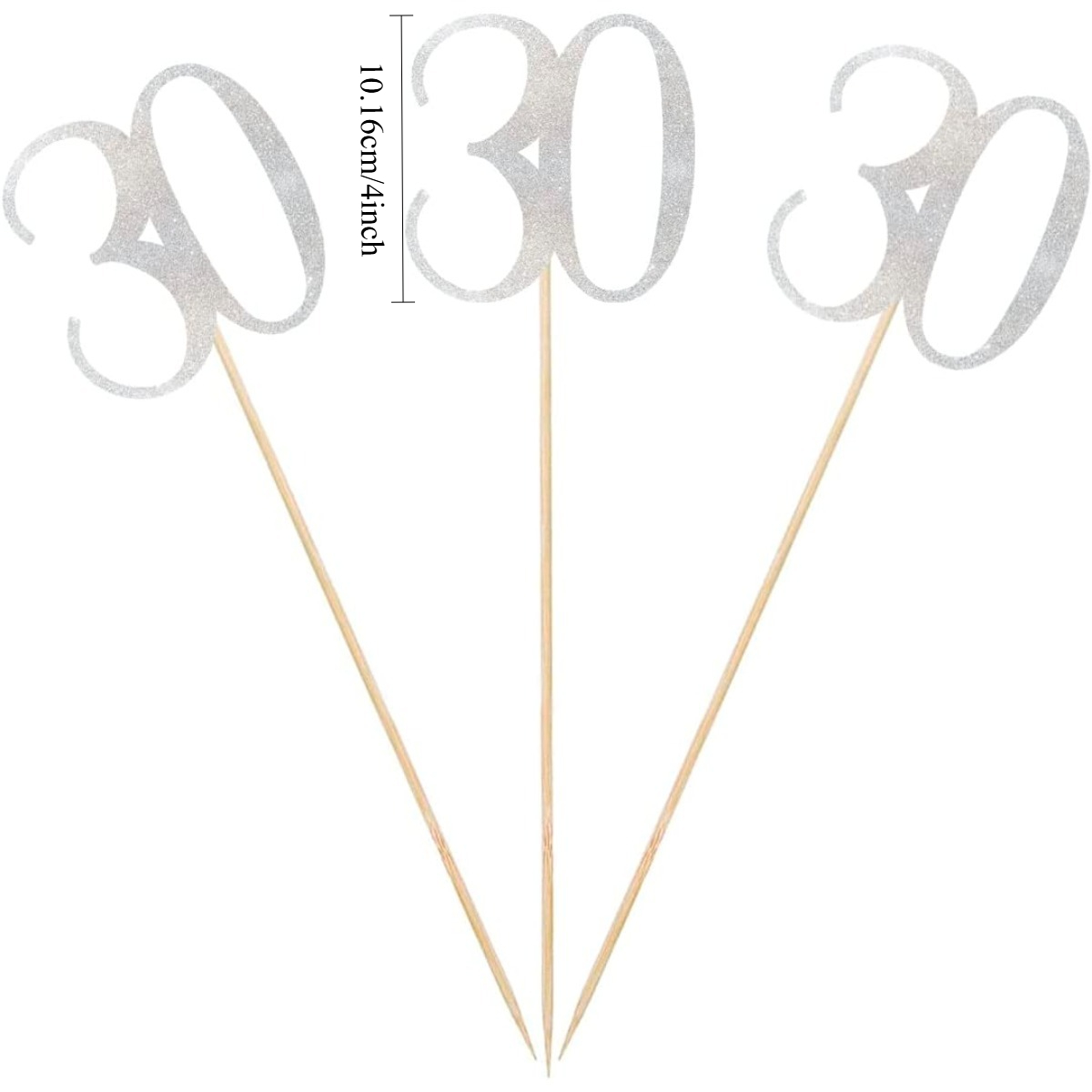 9pcs Silver Glitter 30th Birth - Centerpiece Stick recension och pris