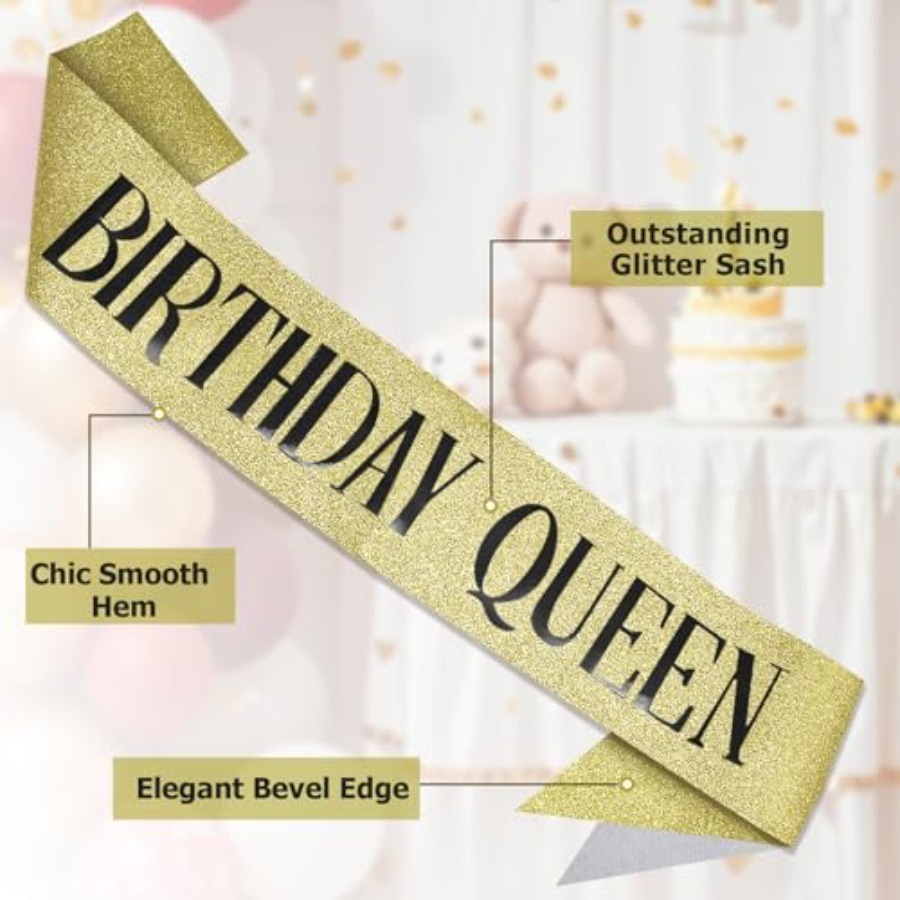 Birthday Queen Sash Glitter Go - Birthday Sash Glitter recension och pris