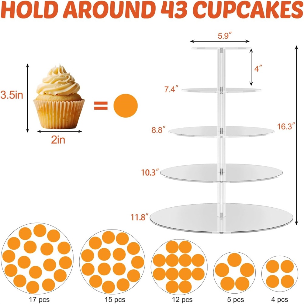 1pack 3/4/5 Tier Acrylic Round - Cupcake Stand Tier recension och pris