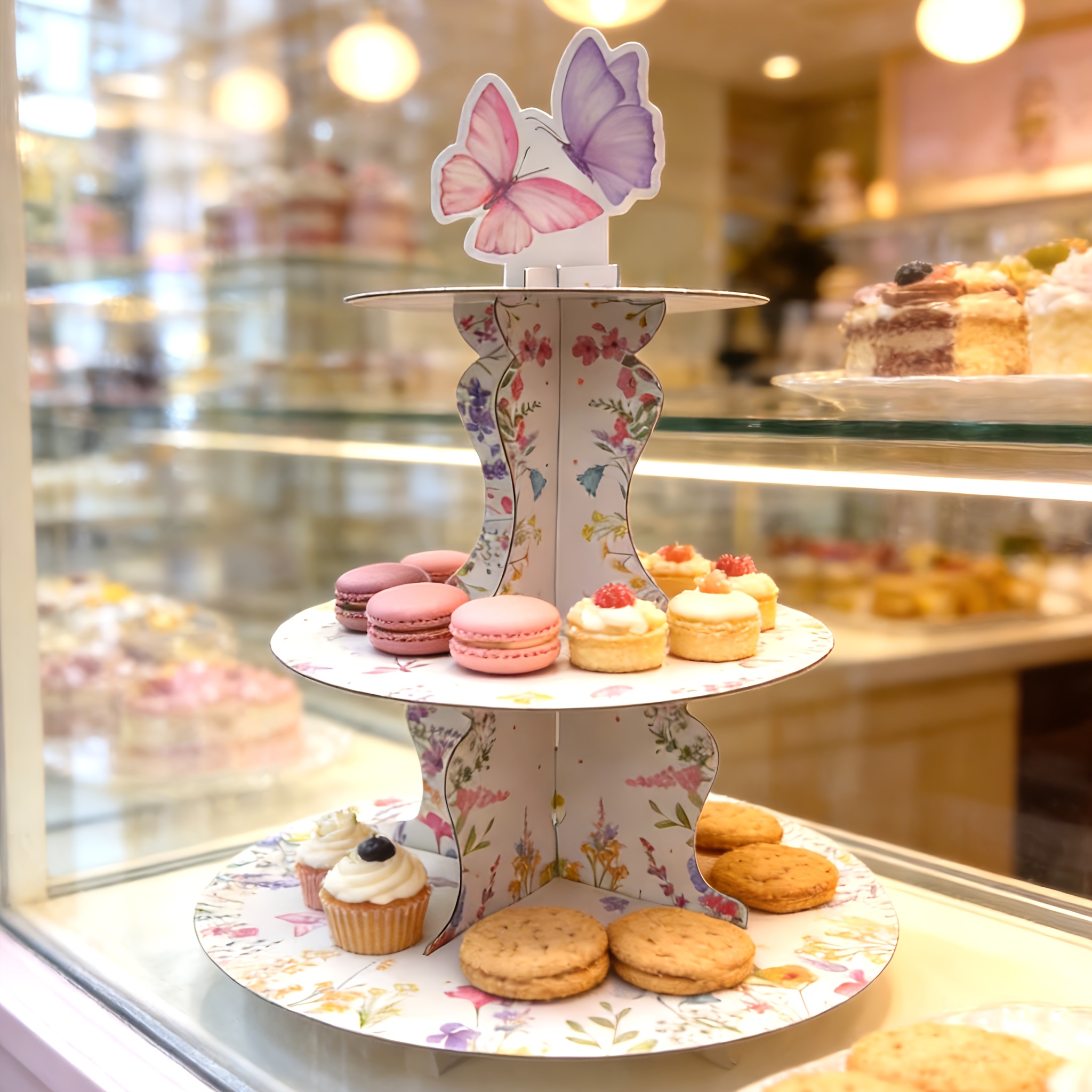 3-Tier Wildflower Butterfly Ca - Cupcake Stand Tier recension och pris