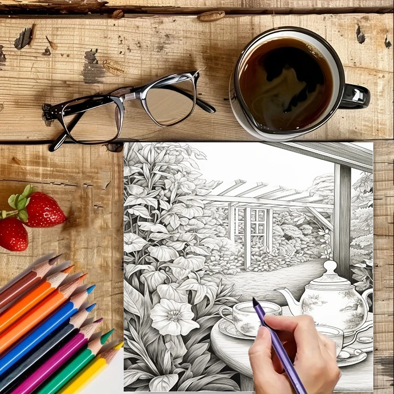 Tea In The Gardens Coloring Bo - Supply Event recension och pris
