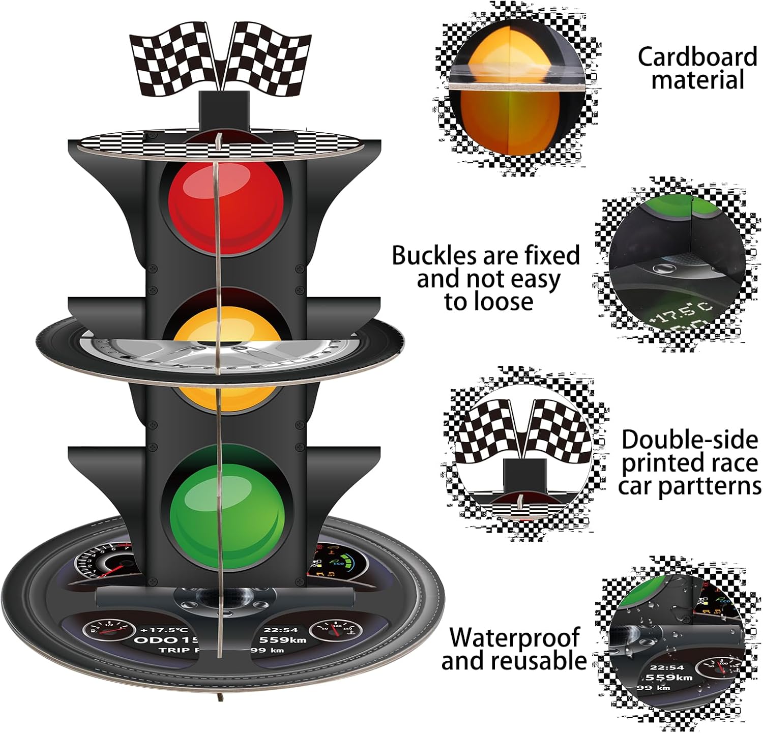 3-Tier Race Car Cupcake Stand, - Cupcake Stand Tier recension och pris